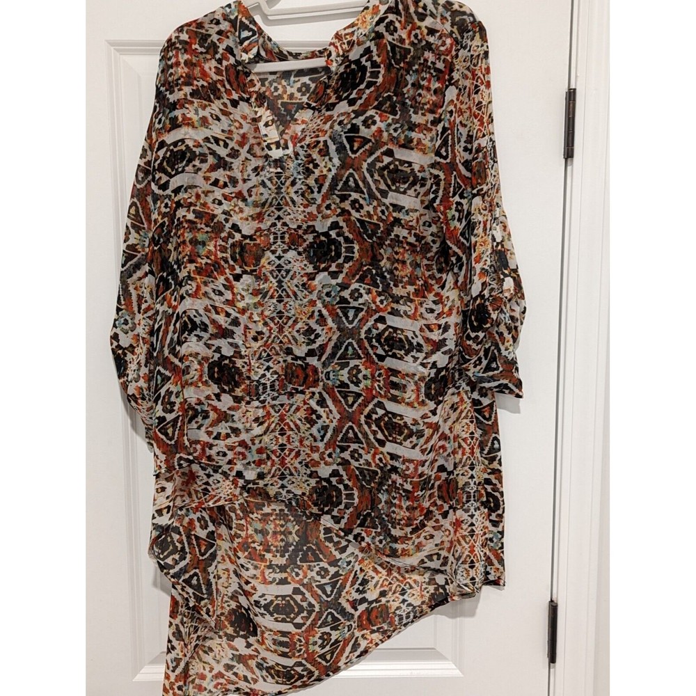 New Directions Long  Sleeves Colorful Top Size 1X